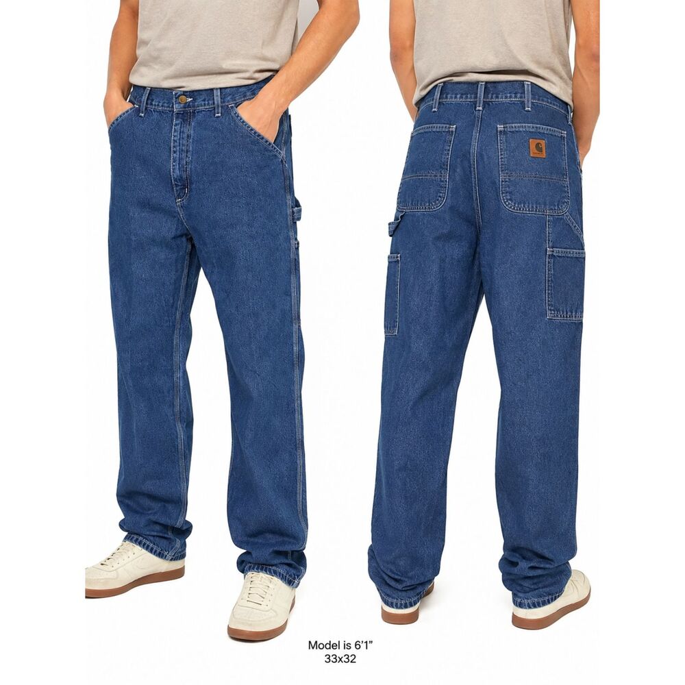 Carhartt Carpenter Jeans Men's 33x32 Blue Relaxed Fit Work Utility Denim - Picture 3 of 6